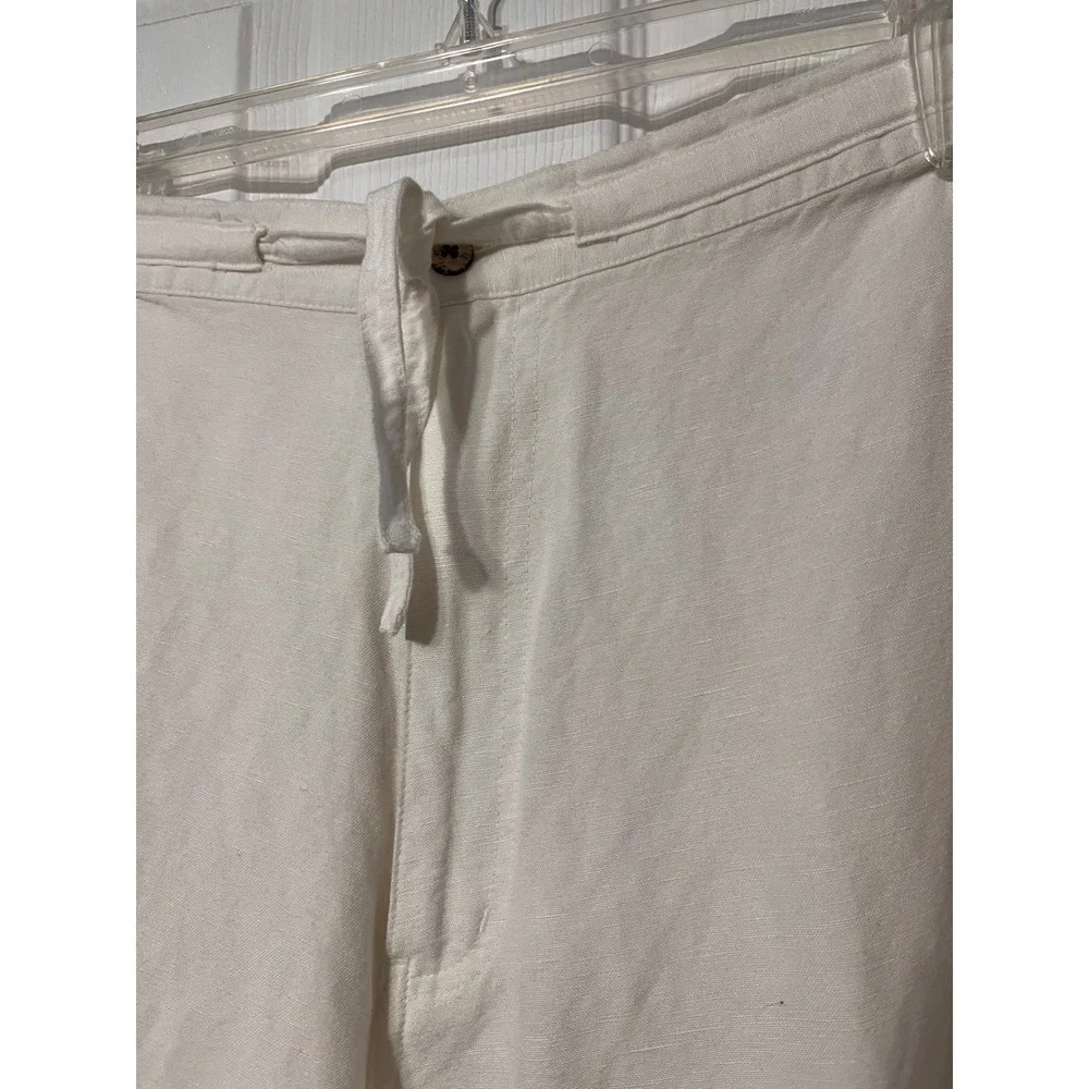 Cubavera Mens XXL Off White Linen Blend Drawstring Relaxed Summer Beach Pants